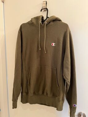 Champion Olive Green Hoodie Sweatshirt